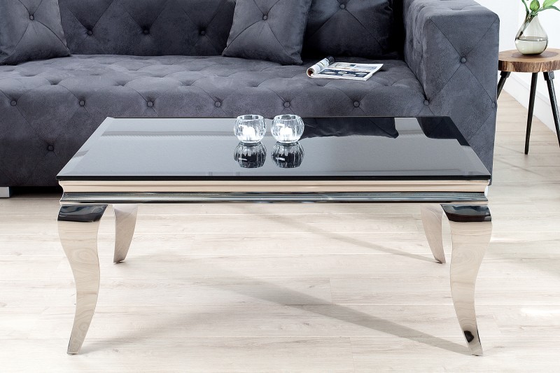 Table basse noir/argenté de style baroque 100 cm