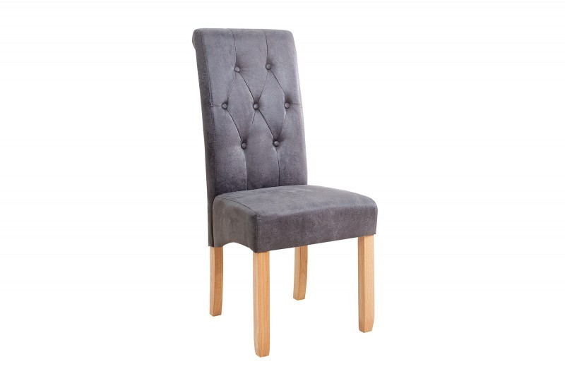 Ensemble de 2 chaises Chesterfield gris style capitonné