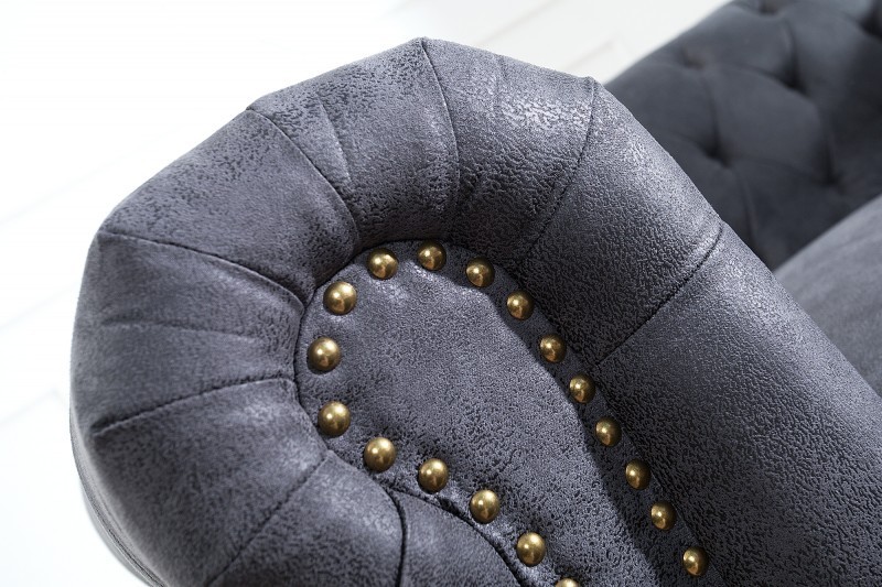 Canapé Chesterfield 3 places en microfibre gris