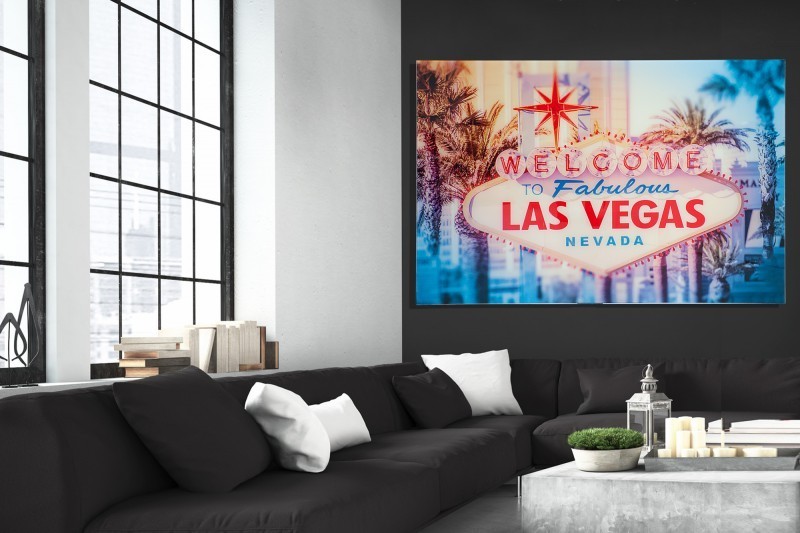 Tableau design Las Vegas en verre trempé 120 x 80 cm