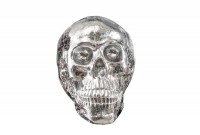 Sculpture décorative argenté en forme de crâne humain en polyrésine
