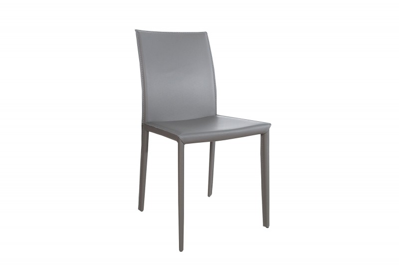 Lot de 2 chaises design en métal revêtue en cuir gris