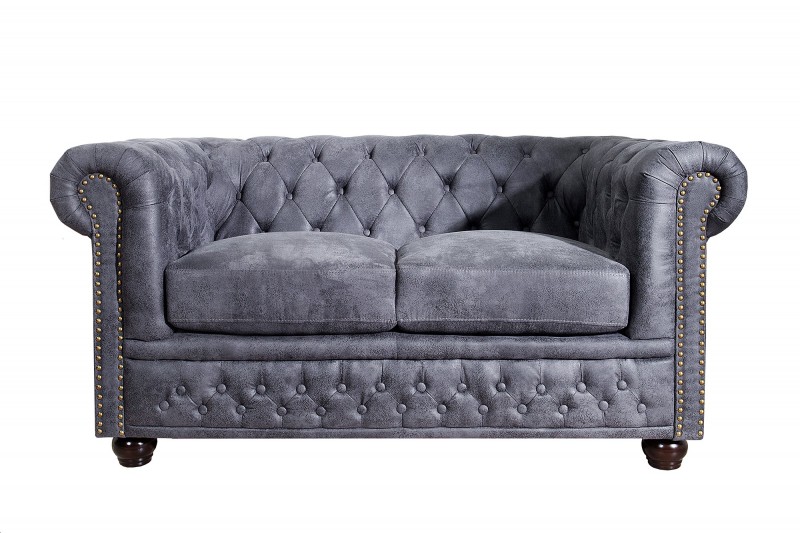 Canapé Chesterfield en microfibre gris