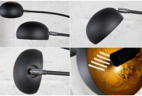Lampadaire sur pied design arc 5 boules en métal teinté noir et doré