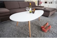 Table d'appoint scandinave design ovale blanc laqué