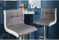 Lot de 2 tabourets de bar design en tissu gris