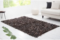 Tapis style Wild West 140x200 cm en vrai cuir teinté brun