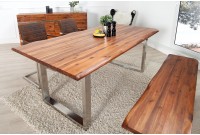 Table de salle à manger industriel en bois massif 160 cm