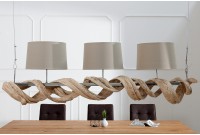 Lampe suspendue 160 cm design vigne en bois recyclé