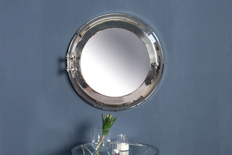 Miroir 55 cm design rond en aluminium teinté argent