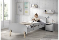 lit d'enfant avec barrière coloris gris