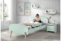 lit d'enfant avec barrière coloris vert menthe