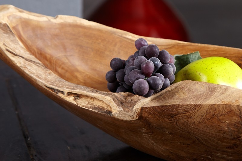Corbeille de fruit design naturel de 60 cm en bois du teck massif