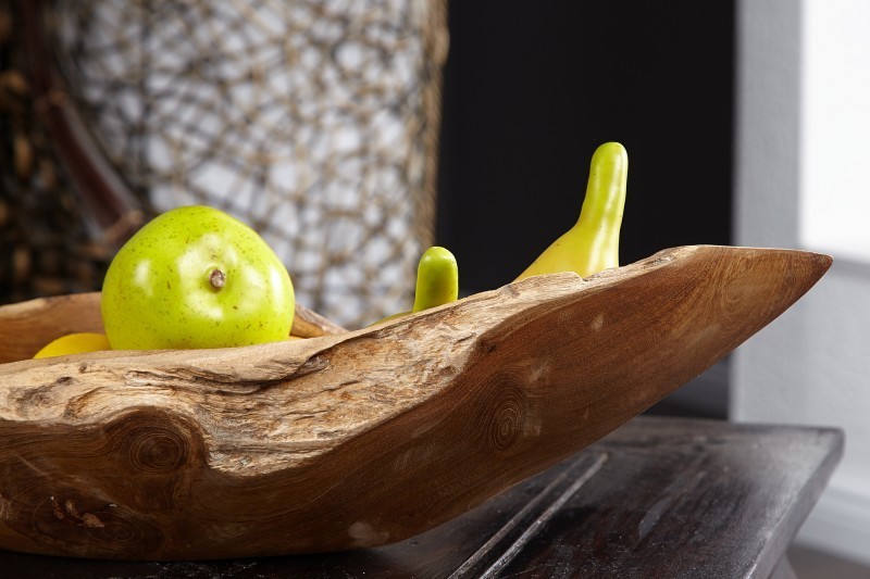Corbeille de fruit design naturel de 60 cm en bois du teck massif