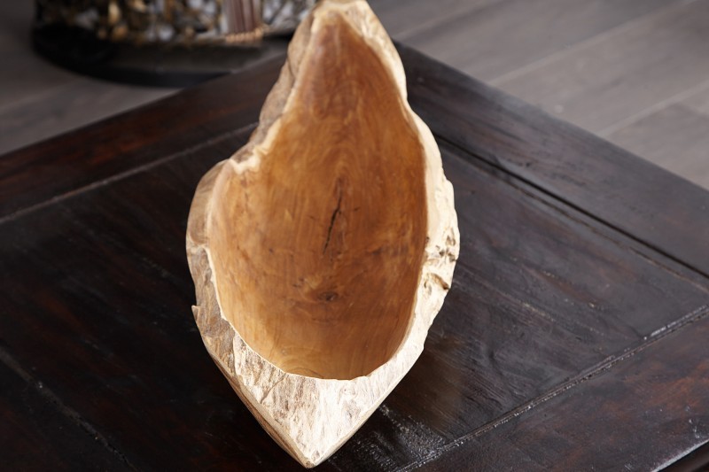 Corbeille de fruit design naturel de 60 cm en bois du teck massif