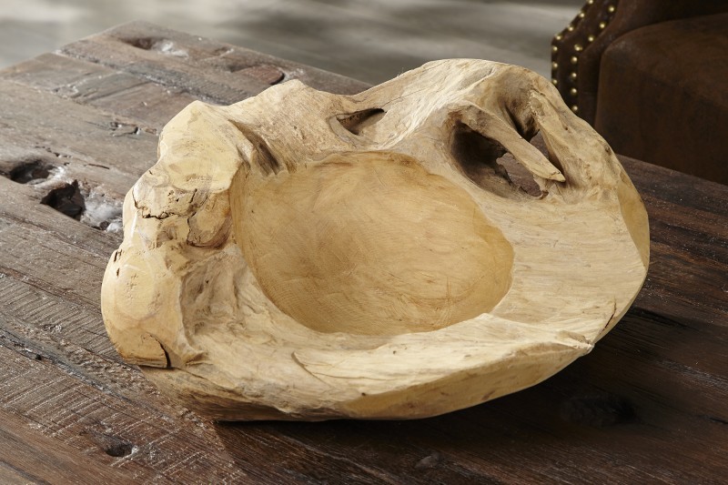 Corbeille de fruit design naturel de 40 cm en bois du teck massif Corbeille de fruit design naturel de 40 cm en bois du teck massif