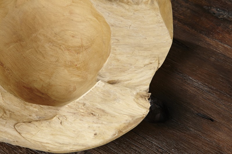 Corbeille de fruit design naturel de 40 cm en bois du teck massif Corbeille de fruit design naturel de 40 cm en bois du teck massif