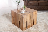 Table d'appoint design rustique coloris naturel en bois acacia