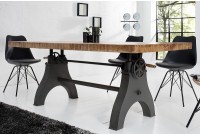 Table à manger design de couleur naturelle de 200 cm en bois massif avec piétement en métal noir