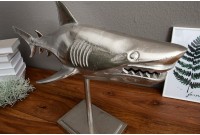 Objet décoratif design requin en aluminium coloris argenté