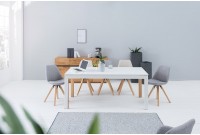 Table à manger design extensible de 180-420cm coloris blanc et naturel