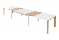 Table à manger design extensible de 180-420cm coloris blanc et naturel