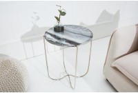 Lot de 2 tables d'appoint moderne en marbre et en métal coloris gris