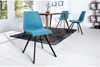 Lot de 4 chaises de salle à manger design scandinave coloris turquoise en velours côtelé