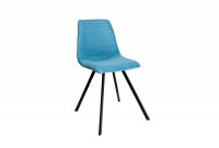 Lot de 4 chaises de salle à manger design scandinave coloris turquoise en velours côtelé