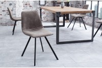 Lot de 4 chaises de salle à manger design scandinave coloris gris taupe en microfibre