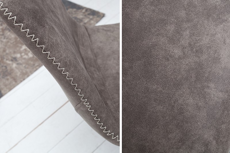 Lot de 4 chaises de salle à manger design scandinave coloris gris taupe en microfibre