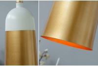 Lampe suspension design en métal de couleur dorée et blanche