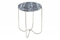 Lot de 2 tables d'appoint moderne coloris gris et argenté en marbre et métal