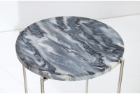 Lot de 2 tables d'appoint design coloris gris en marbre et métal argenté