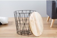 Lot de 2 tables d'appoint design cage de 42cm coloris noir avec plateau amovible naturel