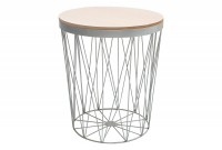 tables d'appoint design cage coloris gris avec plateau amovible chêne