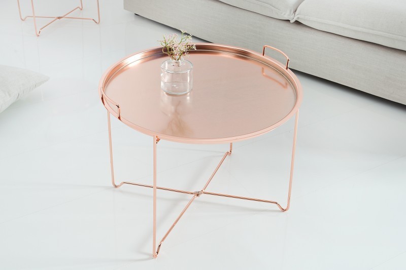 Table d'appoint contemporaine coloris cuivre en métal