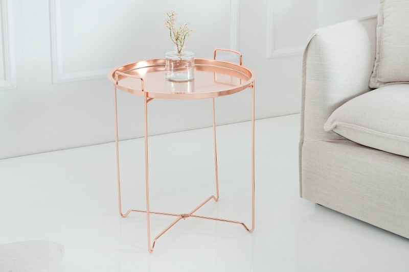 Table d'appoint moderne coloris cuivre en métal