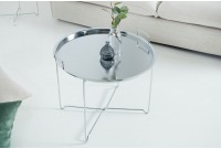 Table d'appoint design coloris argenté en métal