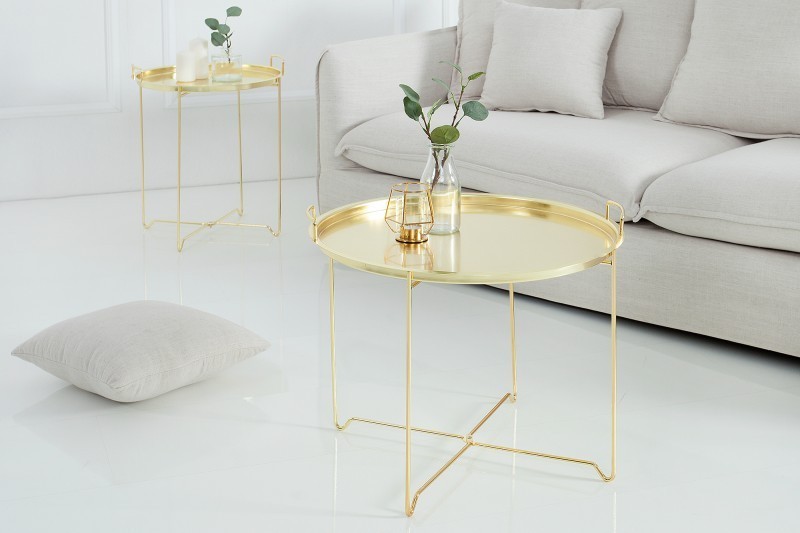 Table d'appoint moderne de couleur dorée en métal