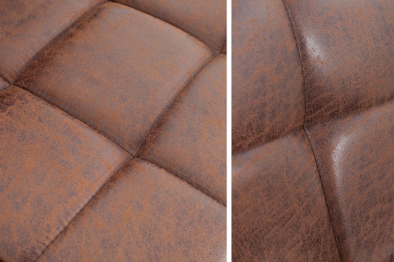 Lot de 2 tabourets de bar contemporain coloris brun vintage en microfibre