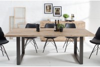 Table à manger moderne rectangulaire de 160cm en bois massif coloris naturel et gris