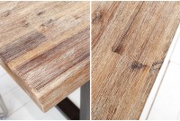 Table à manger moderne rectangulaire de 160cm en bois massif coloris naturel et gris