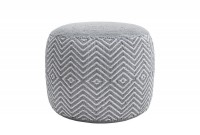 Pouf design oriental coloris gris et blanc en coton