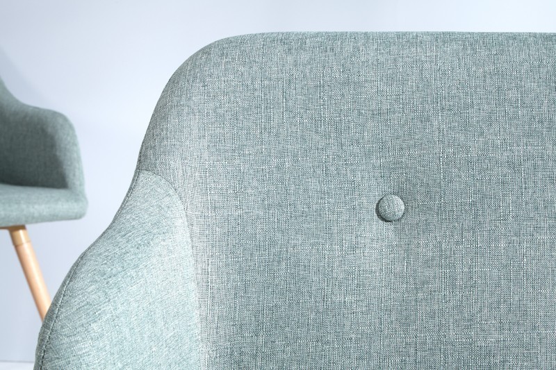 Banc design scandinave coloris citron vert en tissu avec pieds en bois massif