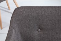 Banc design scandinave coloris gris foncé en tissu avec pieds en bois massif