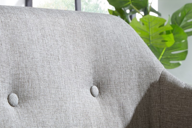 Banc design scandinave coloris gris claire en tissu avec pieds en bois massif