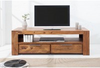 Meuble tv moderne 135cm design en bois massif avec rangement coloris naturel