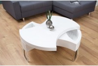 Table basse design avec plateau amovible de rangement coloris blanc laqué