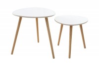 Ensemble de 2 tables d'appoint design scandinave coloris blanc et chêne